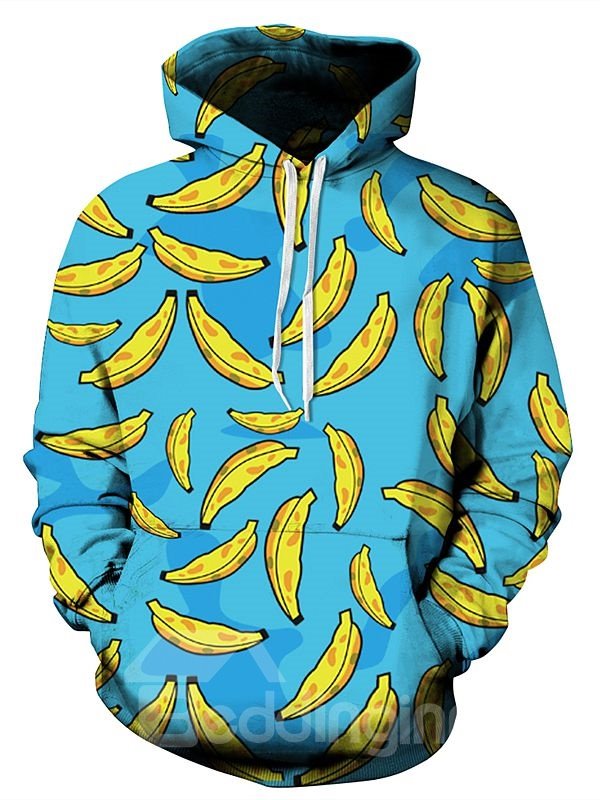 Lovely 3D Banana Graphic Novelty Hoodies Fruit Themed Long Sleeve Hooded Sweatshirt Pullover Sweater for Adults Women Men - Image 9
