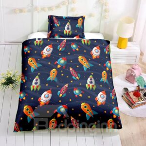 Cartoon Small Rocket Printed Boy 2PC/3PC Bedding Sets/Duvet Covers