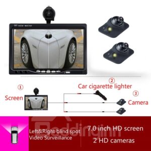 7-inch Car Display LED-sensing 2pcs Car Camera Side-view Reversing Image System