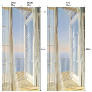 The Balcony Scene 3D Door Stickers Waterproof Removable Self-Adhesive Landscape Door Murals for Home Decor