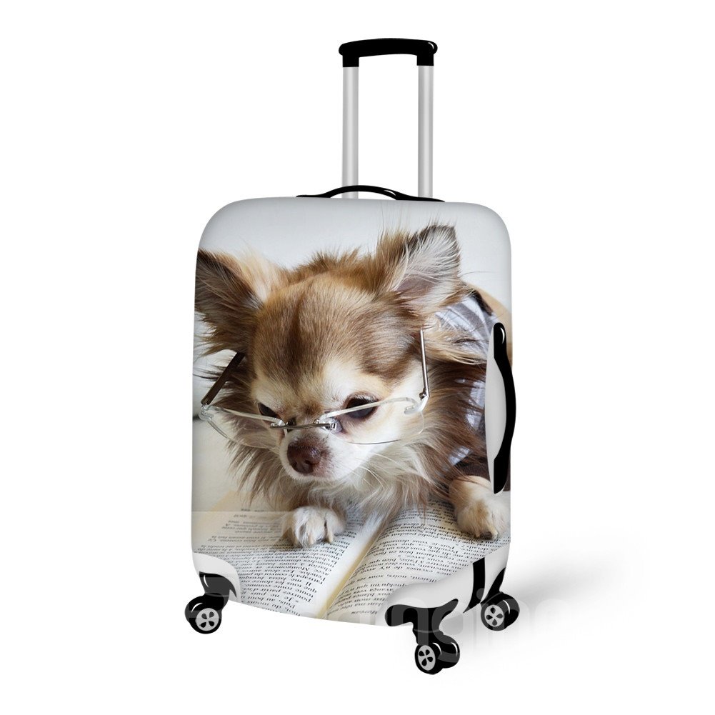 Reading Dog Pattern 3D Painted Luggage Cover - Image 2