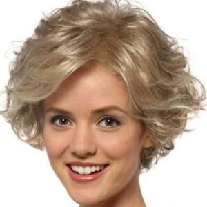 (5) Short Blonde Wigs For Women Pixie Wigs Curly Bob Hair Wigs With Bangs Heat Resistant Synthetic Hair Capless Wigs 12inch