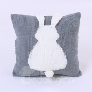 13.8*13.8in Simple Rabbit Knit Acrylic Fibers 5 Color Kids Soft Throw Pillow