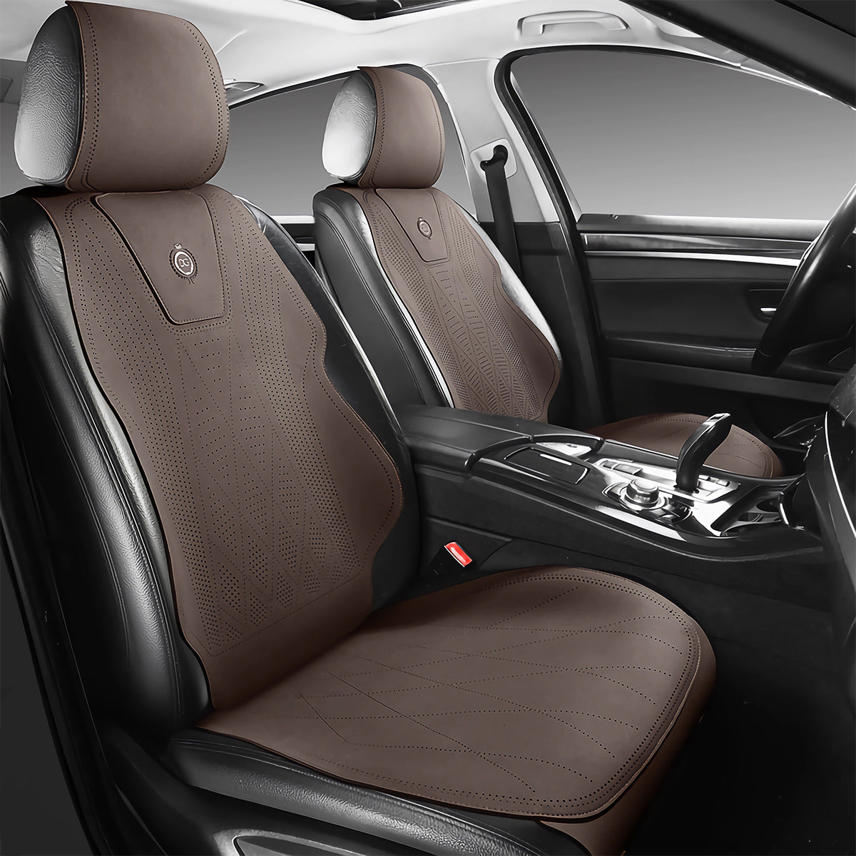 Microfiber Suede Car Seat Cover Full Set for 5-Seater Sedans SUV, Universal Fit, Pad Style - Image 6