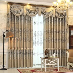 Elegant Luxury Embroidery Decoration Blackout Curtains for Living Room Custom 2 Panels Drapes No Pilling No Fading No off-lining
