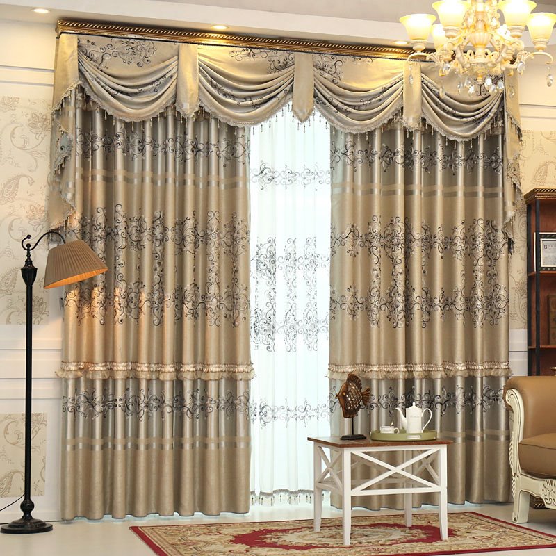 Elegant Luxury Embroidery Decoration Blackout Curtains for Living Room Custom 2 Panels Drapes No Pilling No Fading No off-lining