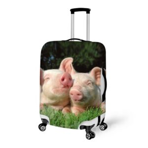 Couple Pig on Grass Pattern 3D Painted Luggage Cover
