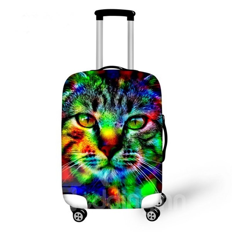 Colorful Cat Face Pattern 3D Painted Luggage Cover - Image 2