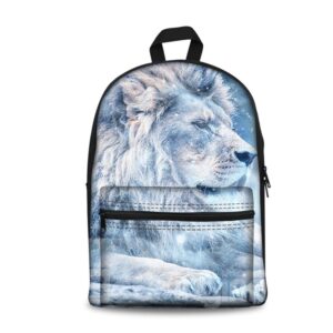 New 3D Animals White Ice Lions Print Backpack School Bags Cool Casual Laptop Packs