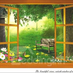 Fairy World of Green Window View Removable 3D Wall Sticker