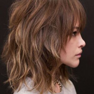 Medium Layered Hairstyles Women's Wavy Shag Shaggy Synthetic Capless Wig 18Inch