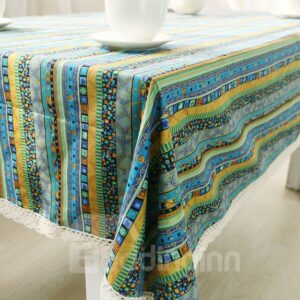 Soft Cotton Green Shading with White Lace Ethnic and Concise Style Table Cover