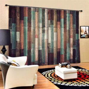 3D Curtains Ptint Wood Decorative Polyester Custom Blackout Curtains for Living Room and Bedroom