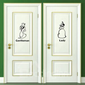 Indicative Gentleman and Lady Bathroom Door Signs Removable Wall Sticker