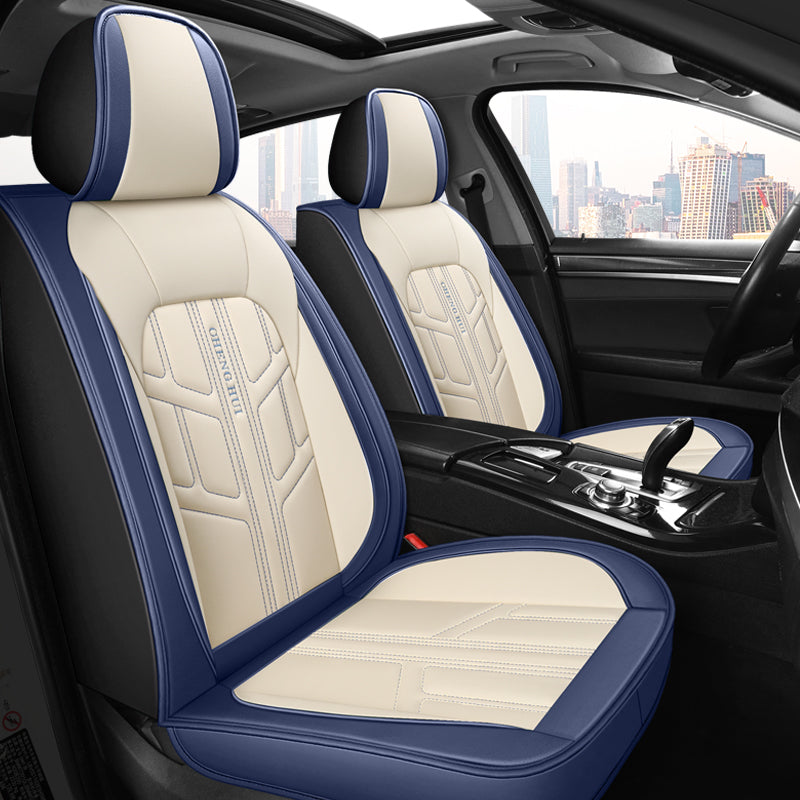 Universal Car Seat Cover Suitable for 5-Seater Sedan SUV Faux Leather Geometric Pattern - Image 5