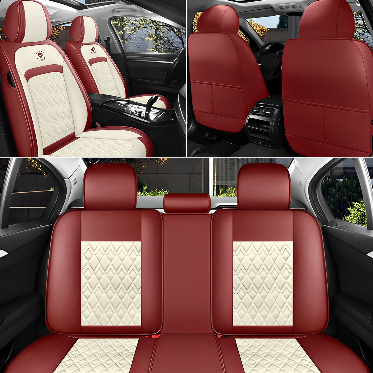 Universal Fit Car Seat Cover Full Set for 5-Seater Sedan SUV Diamond Pattern Faux Leather Vehicle Cushion Cover - Image 12