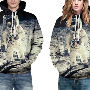 Unique Long Sleeve Spaceman in Moon Pattern 3D Painted Hoodie