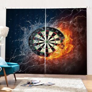 3D Print Blackout Curtains Darts Target Grommet Curtains Thermal Insulated Room Living Room Bedroom Decoration Curtains Set of 2 Curtain Panels Heat Insulation Sun Protection Waterproof Polyester