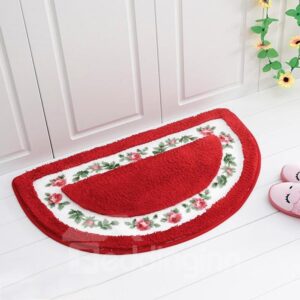 Noble Graceful Rose Pattern Half-round Bath Rug