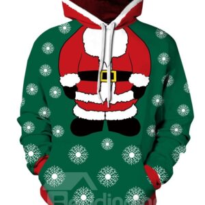 Christmas Santa and Snowflake Long Sleeve 3D Pattern Hoodie