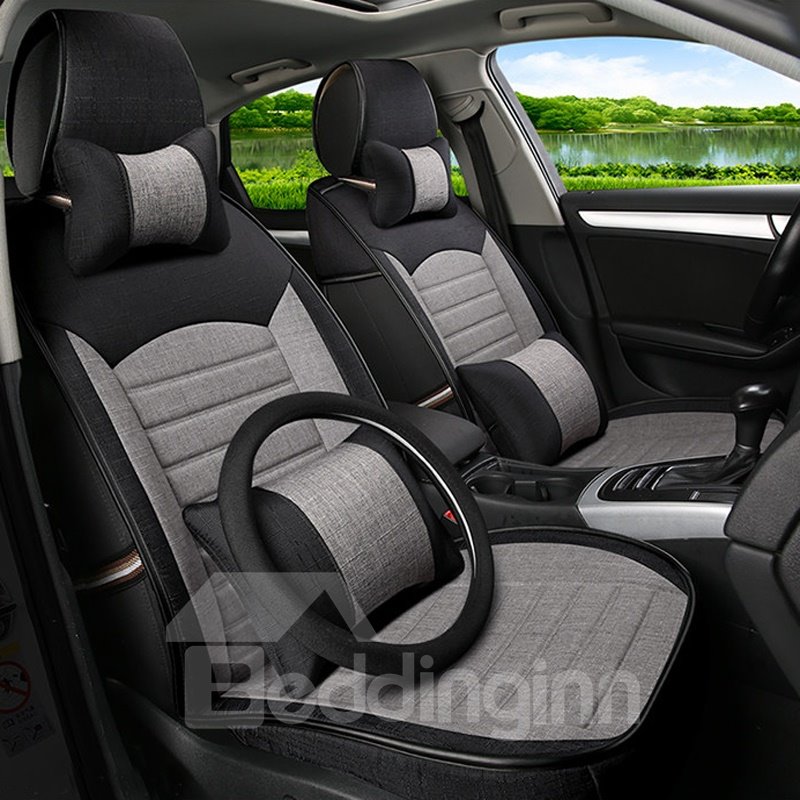 Universal Five Car Seat Cover Set Airbag and Split Bench Compatible Front and Rear Split Bench Seat Protectors Easy Install Universal Fit Interior Accessories for Auto Truck Van SUV