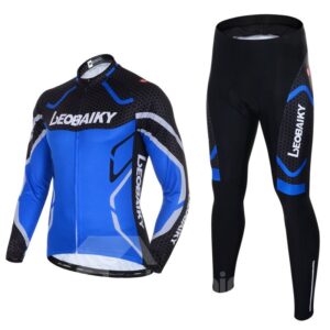 Men's Cycling Clothing Set Breathable Quick Dry Long Sleeve Jersey Sea