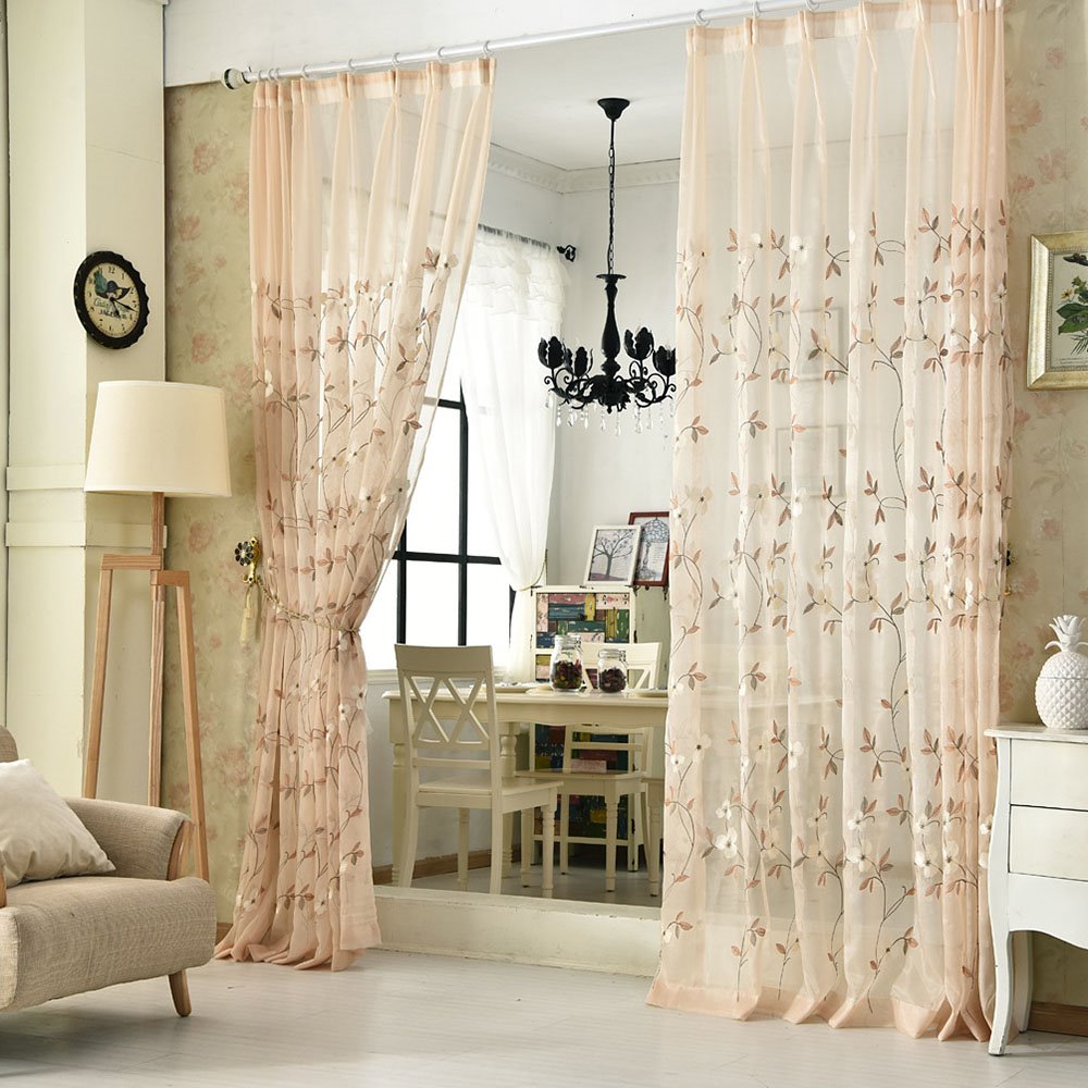 Modern Embroidery Floral Sheer Curtains for Living Room Bedroom Polyester Custom 2 Panels Breathable Voile Drapes No Pilling No Fading No off-lining - Image 29