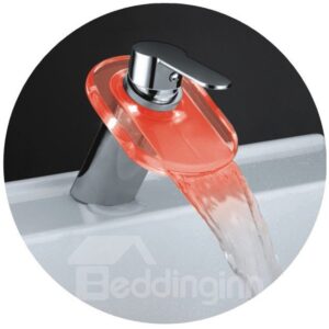 Single Handle LED Waterfall Temperature Control Three Color Changing Bathroom & Kitchen Faucet