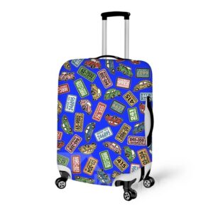 Car Number Plate Pattern Washable Waterproof Travel Zipper Nylon 3D Luggage Cover
