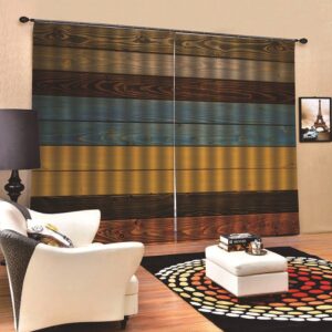 3D Realistic Wood Print Blackout Curtains with Classy Silky Satin Polyester Provides an Elegant Look and Silky Soft Touch Machine Wash Accepted Without Ever fading Cracking Peeling or Flaking 104W*84L