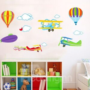 Balloons Planes and Clouds Nursery/Kids-room Waterproof Wall Sticker