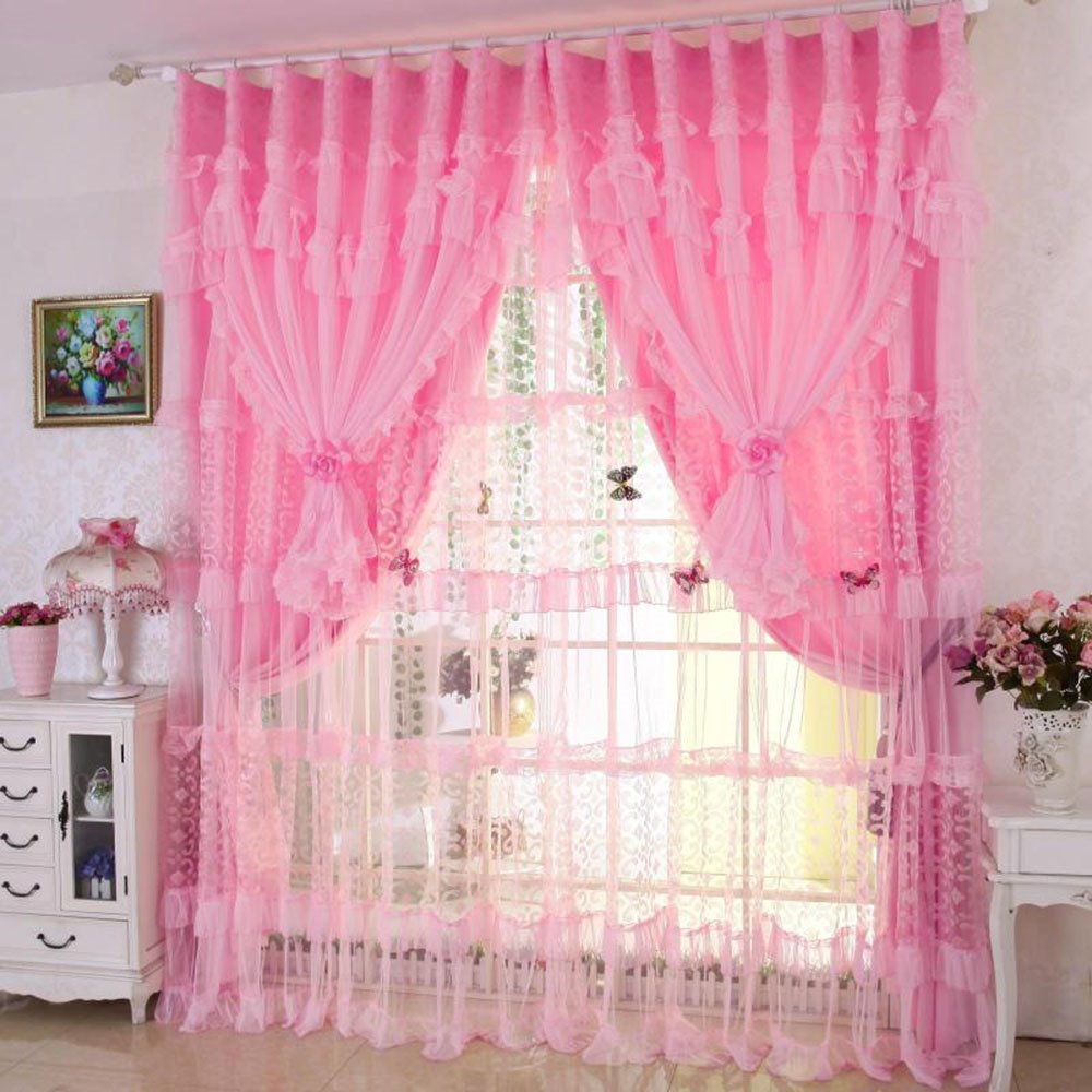 Princess Style Lace Decoration Blackout Curtain Drapes Custom Double Pinch Pleat for Living Room Bedroom - Image 26