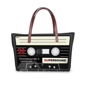 Retro Radio Tape Waterproof Sturdy 3D Printed for Women Girls Shoulder HandBags