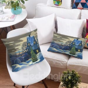 Christmas Tree and Light 3D Printing Polyester Throw Pillow