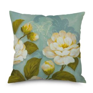 3D Print Pillowcases American Style Floral Square Linen Cushion Cases Bed Sofa Pillowcases 18*18 inches 1 Pack