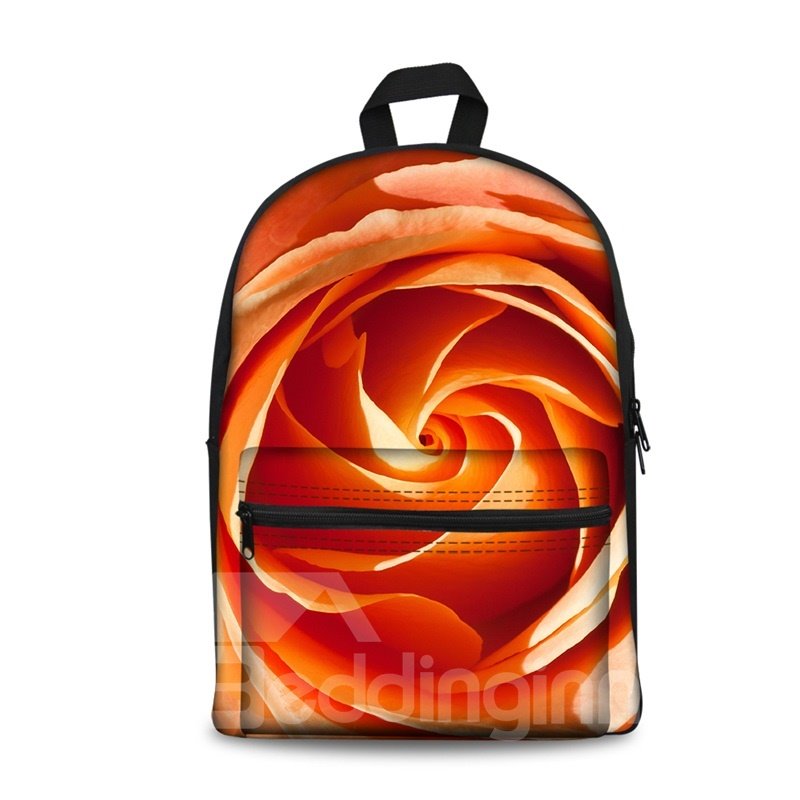 Beautiful Orange Flowers Pattern Washable Lightweight 3D Printed Backpack