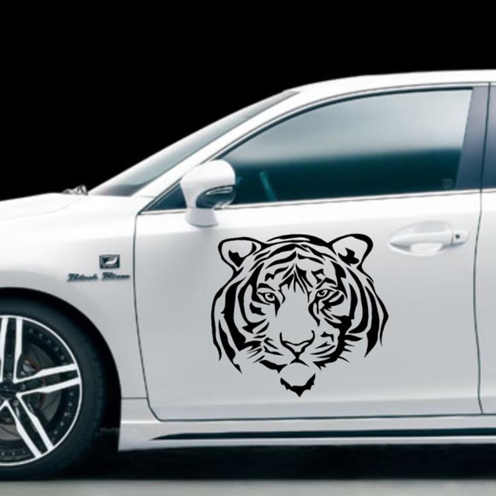 Car Stickers Car Reflective Tiger Totem Engine Hood Scratch Decoration Stickers Machine Head Stickers Spare Wheel Cover Stickers Tiger Head Stickers
