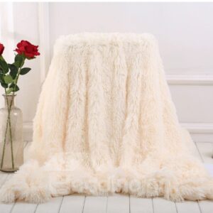 Milky White Fluffy and Warm Princess Style Double-Layer Blanket