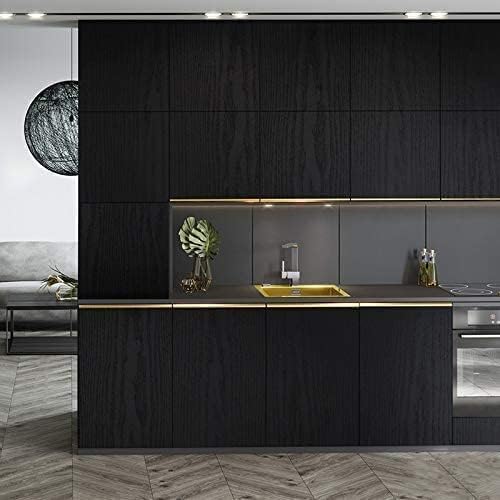 Black Wallpaper - Wood Peel and Stick Wallpaper – Black Wood Self-Adhesive & Removable Wallpaper for Countertop Furniture Kitchen Wall, Realistic Wood Sensation, Easy to Clean, 17.7” × 118” Vinyl - Image 3