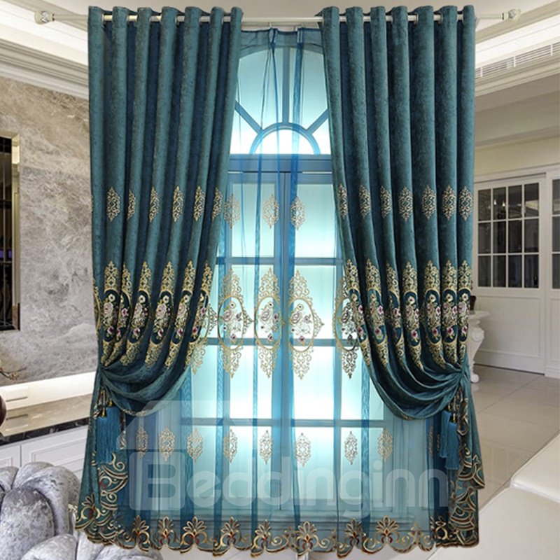 Classy Organza Blue Yarn 2 Panels Living Room and Bedroom Sheer Curtain - Image 11