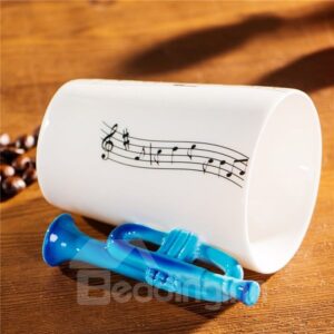 Creative Musical Theme Trumpet Design Handle Ceramic Coffee Mug