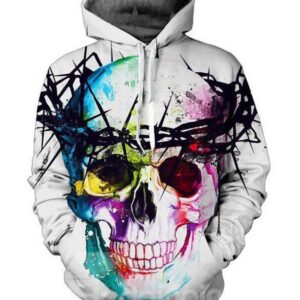 Super Cool Long Sleeve Colorful Skull Pattern 3D Painted Hoodie