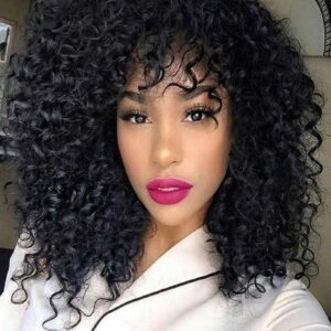 Medium Kinky Curly Synthetic Capless Hair African American For Black Women Wig