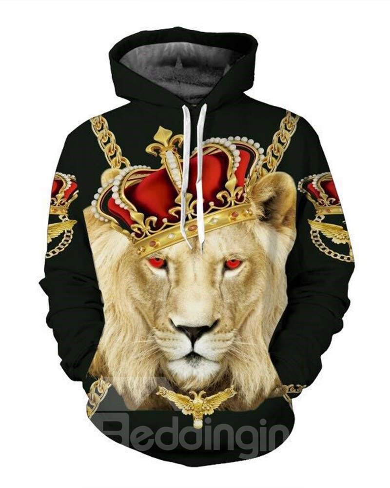 Super Cool Long Sleeve Lion King Pattern 3D Painted Hoodie - Image 2