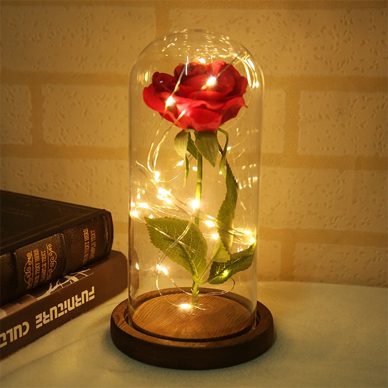 Beauty and The Beast Rose Light in Glass Dome Galaxy Red Rose Flower Christmas Gifts Home D¨¦cor Artificial Flower Rose Valentine's Day Mothers Day Wedding Anniversary Birthday Gifts for Mom - Image 2