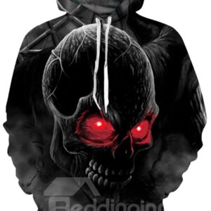 Printed Horrible Skull Unisex Pullover Kangaroo Pocket 3D Painted Hoodie