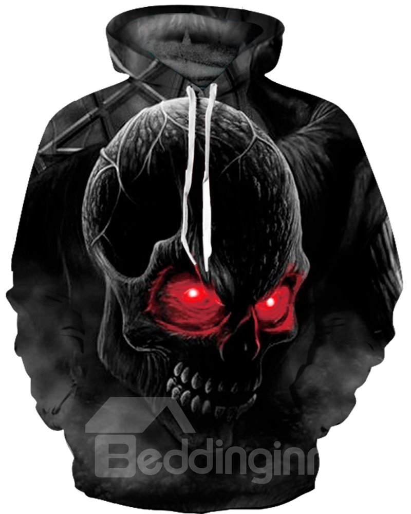 Printed Horrible Skull Unisex Pullover Kangaroo Pocket 3D Painted Hoodie