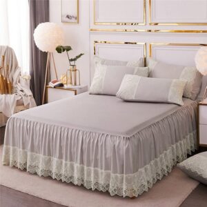 Simple Style Solid Color Bed Skirt Country Style Lace Bed Skirts Polyester