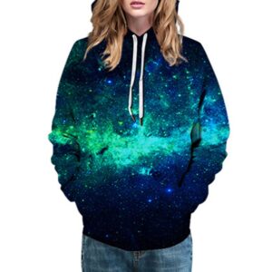 3D Printed Green Galaxy Men's Hoodie Couple Outfit Unisex Pullover Hoodies Long Sleeve Loose Sweatshirt Sportswear