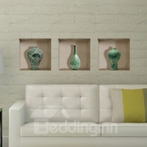 Stunning Flower Vase Ornament Pattern 3D Wall Stickers